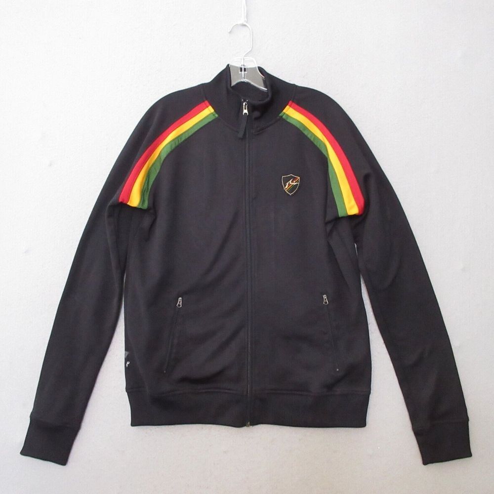 Vintage Rusty Jacket‎ Men Medium Rasta Stripe Full Zip Y2K 90s Surf Skate Grunge